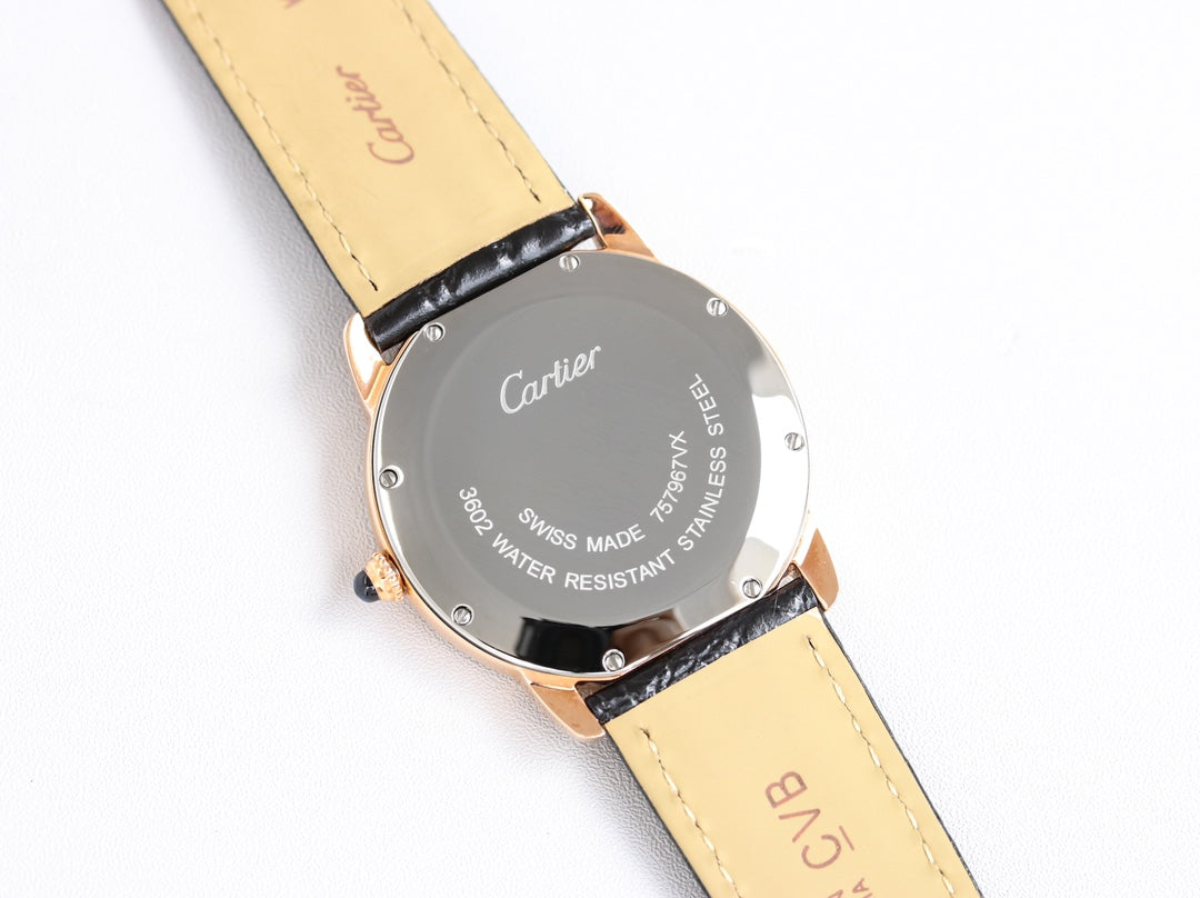 RONDE SOLO PINK GOLD BLACK LEATHER